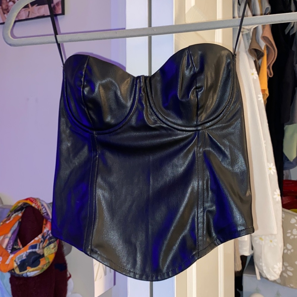 Zara strapless leather corset